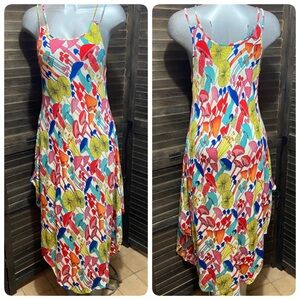 Mushroom Print Maxi Dress Hippie Novelty Colorful Lagenlook Psychedelic Medium